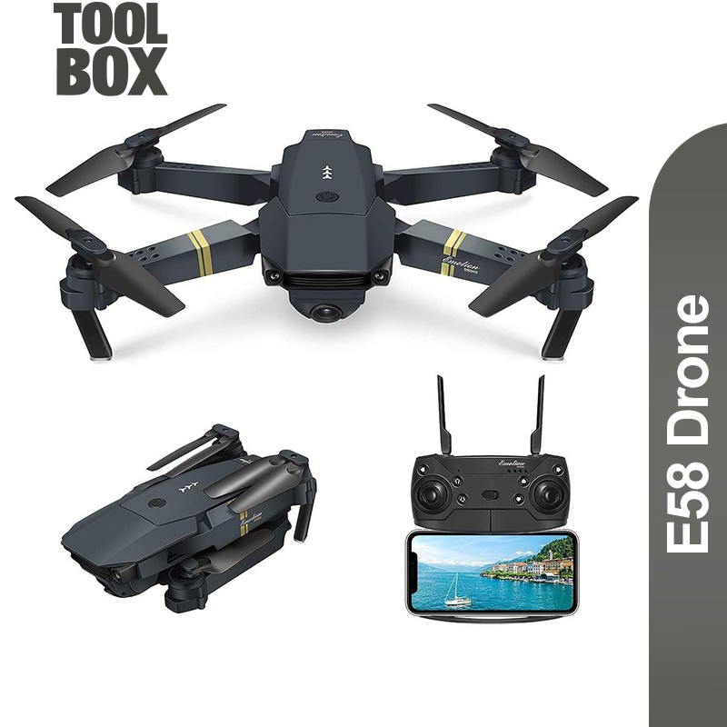 Toolbox E58 Drone Camera Drone Quadcopter Auto Fokus include  Remote Dan Kamera ORIGINAL
