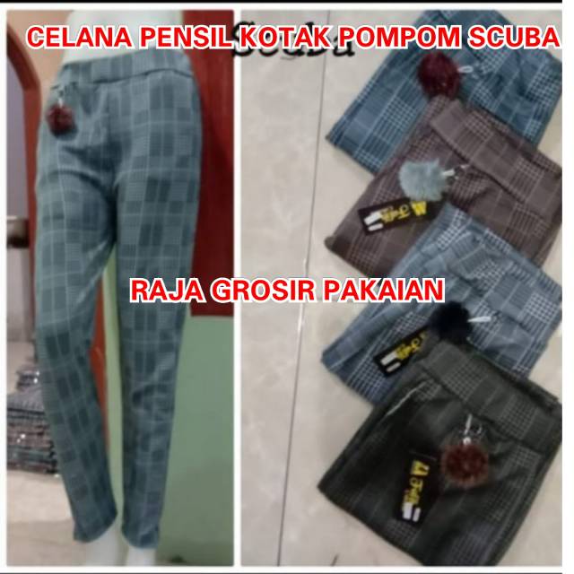 Celana kotak pants bahan scuba premium