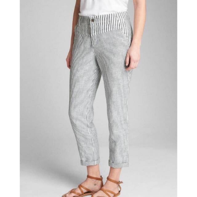 GAP Stripe girlfriend chinos in linen cotton size 6 celana
