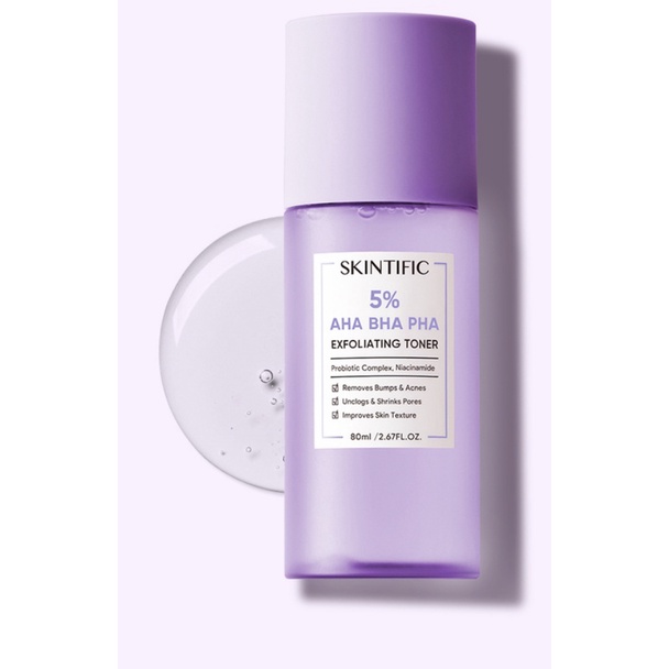 SKINTIFIC - 5% Aha Bha Pha Exfoliating Toner 80ml 【BPOM】