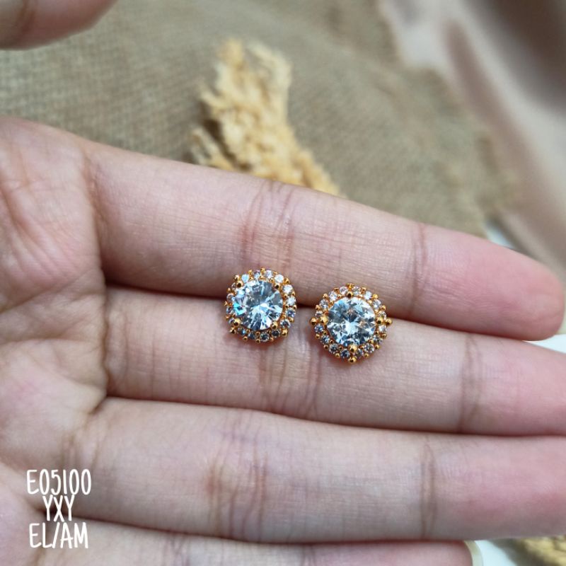 Anting Yaxiya Tusuk Zircon gold E05100