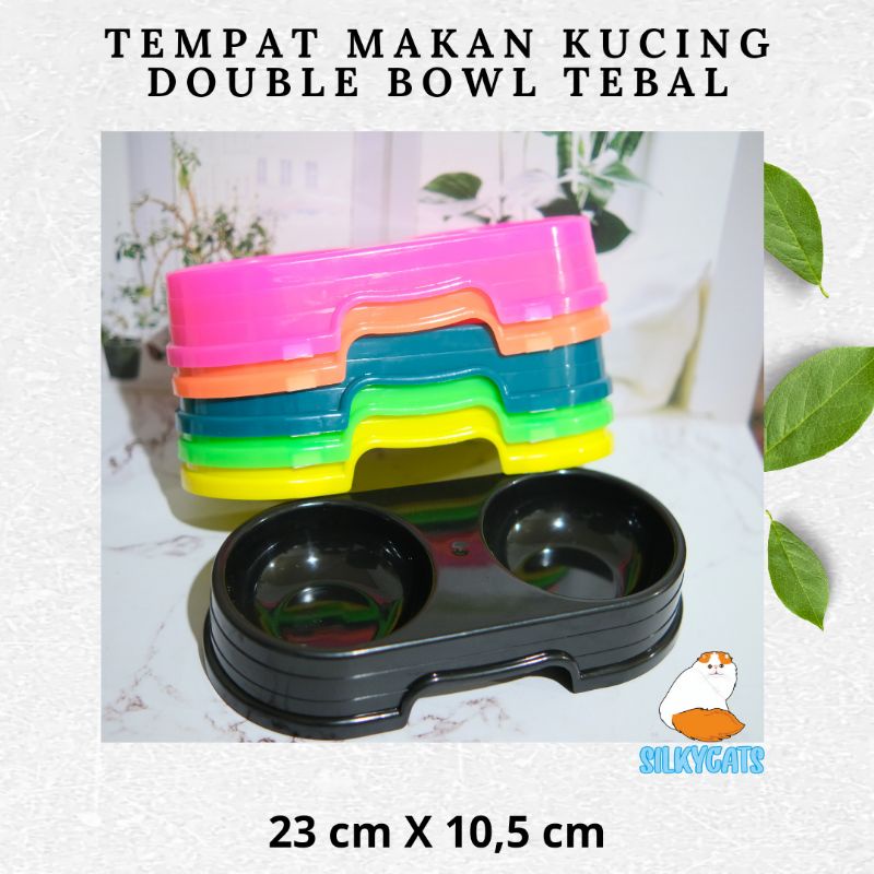 Tempat makan &amp; minum kucing double bowl tebal &amp; kuat harga grosir