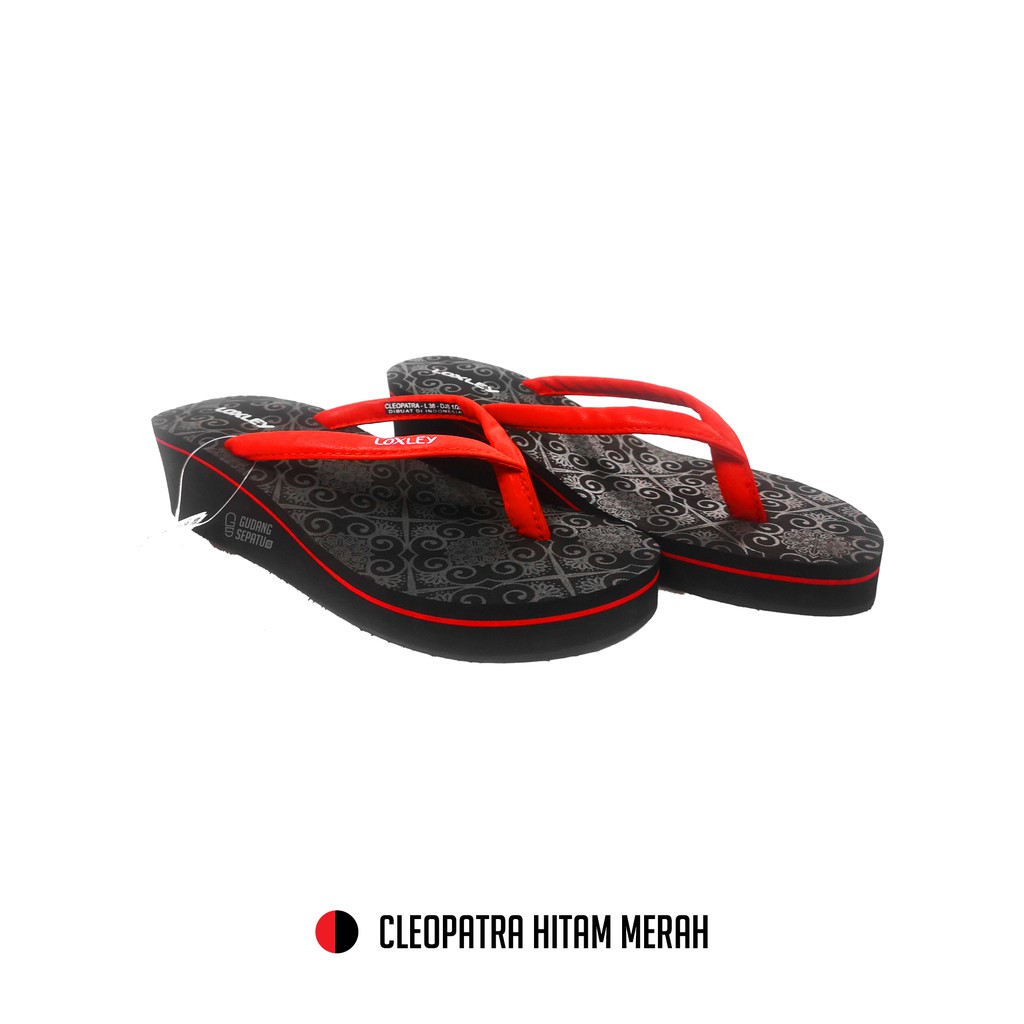 LOXLEY CLEOPATRA - Sandal Wedges Wanita Bermotif Cantik Black Red Size 37-40 Gratis Ongkir