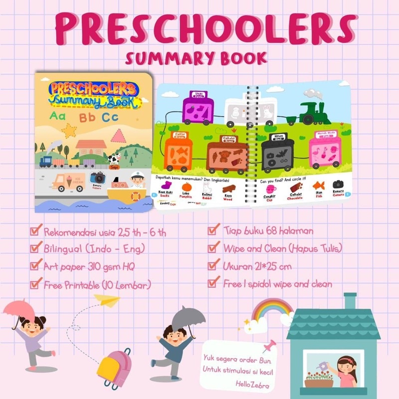 PRESCHOOLERS Summary And Educational BOOK - preschooler workbook - worksheet