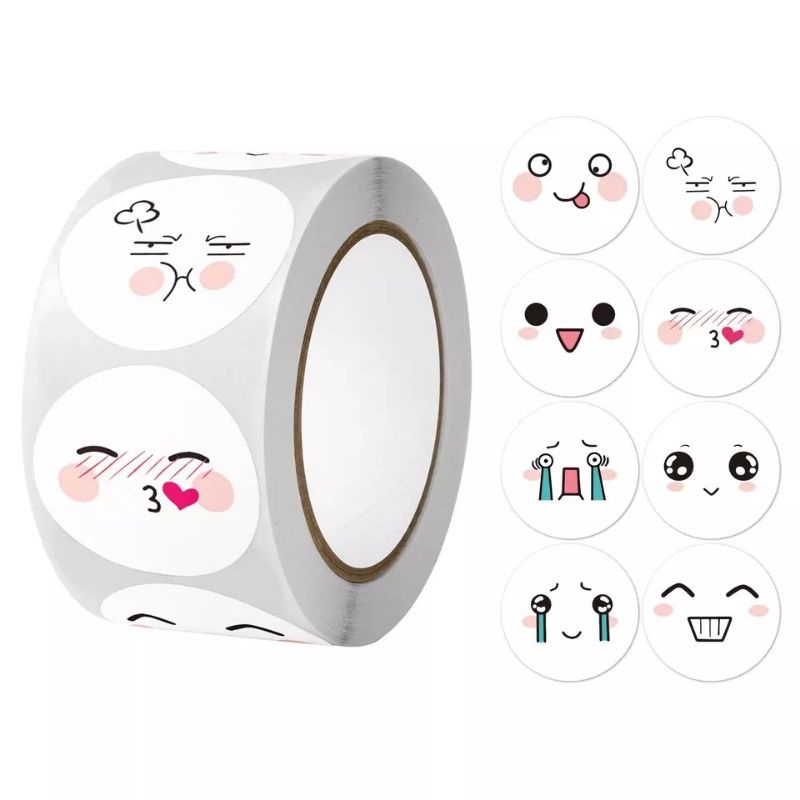 Fancy Kids Stiker 500pcs (1roll) 2.5cm 1 inch stiker 8 desain dalam 1 roll