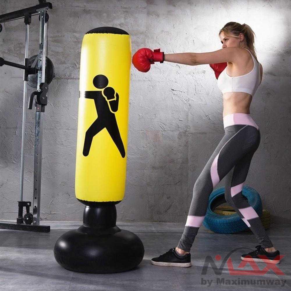 Samsak tiup Jusenda punching ball samsak tinju 160 Cm mma boxing samsak tinju samsak beladiri Jusenda Vertical Punching Bag Tiang Samsak Inflatable 1.6M - DS0096 Warna Hitam