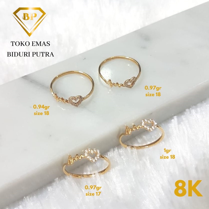 Cincin Solitaire Hati Love Emas Asli Kadar 8K/375 toko emas biduri putra - toko emas asli - perhiasan emas asli - cincin emas muda - Cincin emas murah - Cincin emas kadar 375 - Toko mas asli