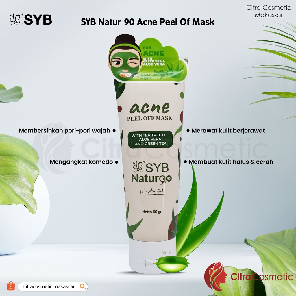 SYB Natur 90 Peel Off Mask 60 Gr Series Charcoal | Diamond | Gold | Green Tea