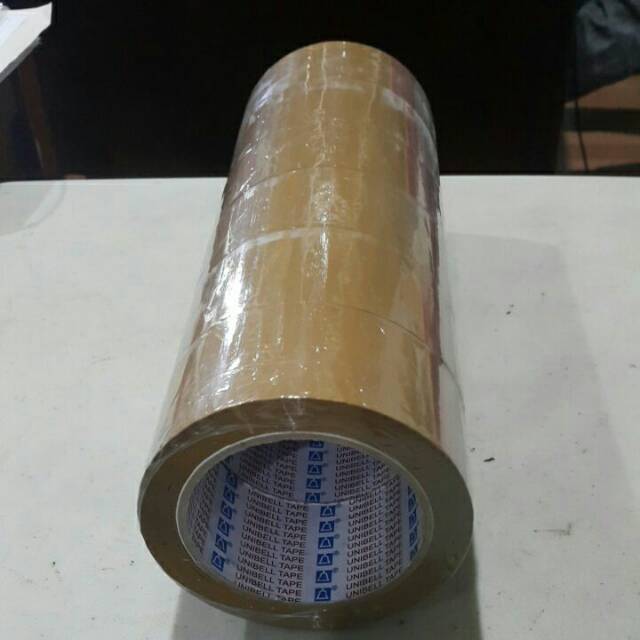 

Lakban bening cokelat opp unibell 2"x85 yd opp tape murah berkualitas