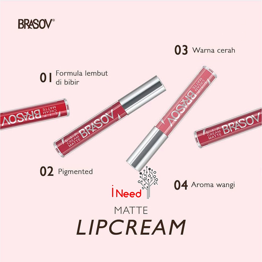 (INEED) BRASOV LIP CREAM MATTE -  LIP CREAM MATTE FREASH &amp; LONG LASTING  BRASOV