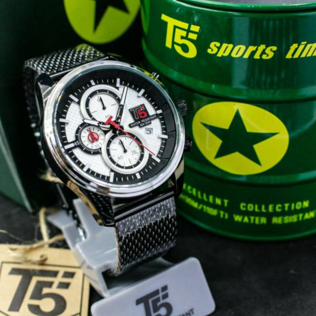 Jam T5 H3721 original chronograph free tin box