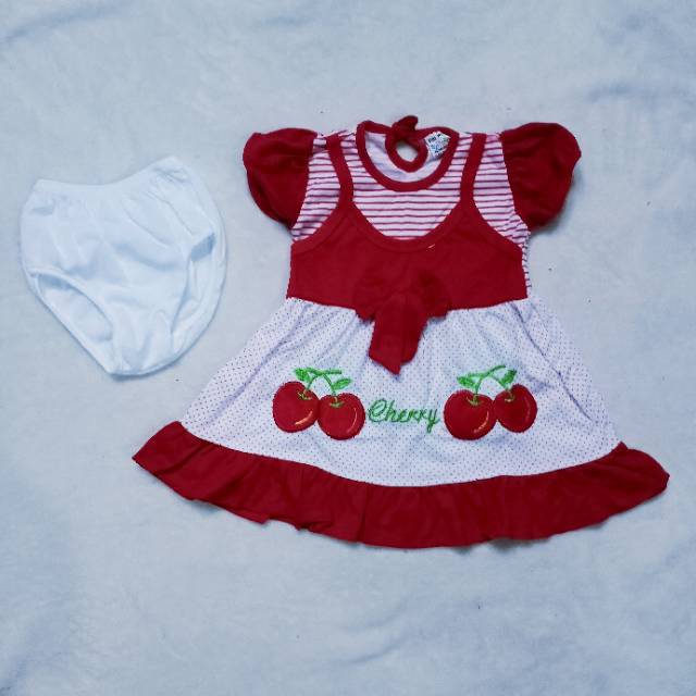 Dress anak cewek 3 5 6 7 8 bulan ( dress ceri cery )