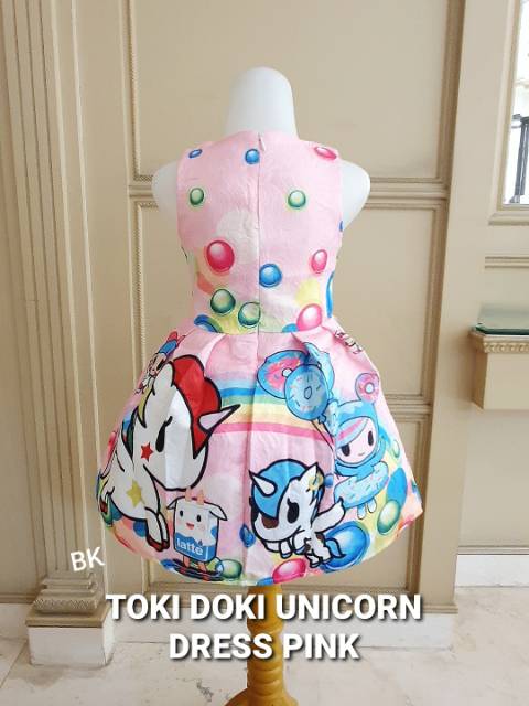 81109 TOKIDOKI UNICORN RAINBOW / DRESS UNICORN ANAK IMPORT KOREA PINK LUCU / GAUN PESTA ANAK BAGUS