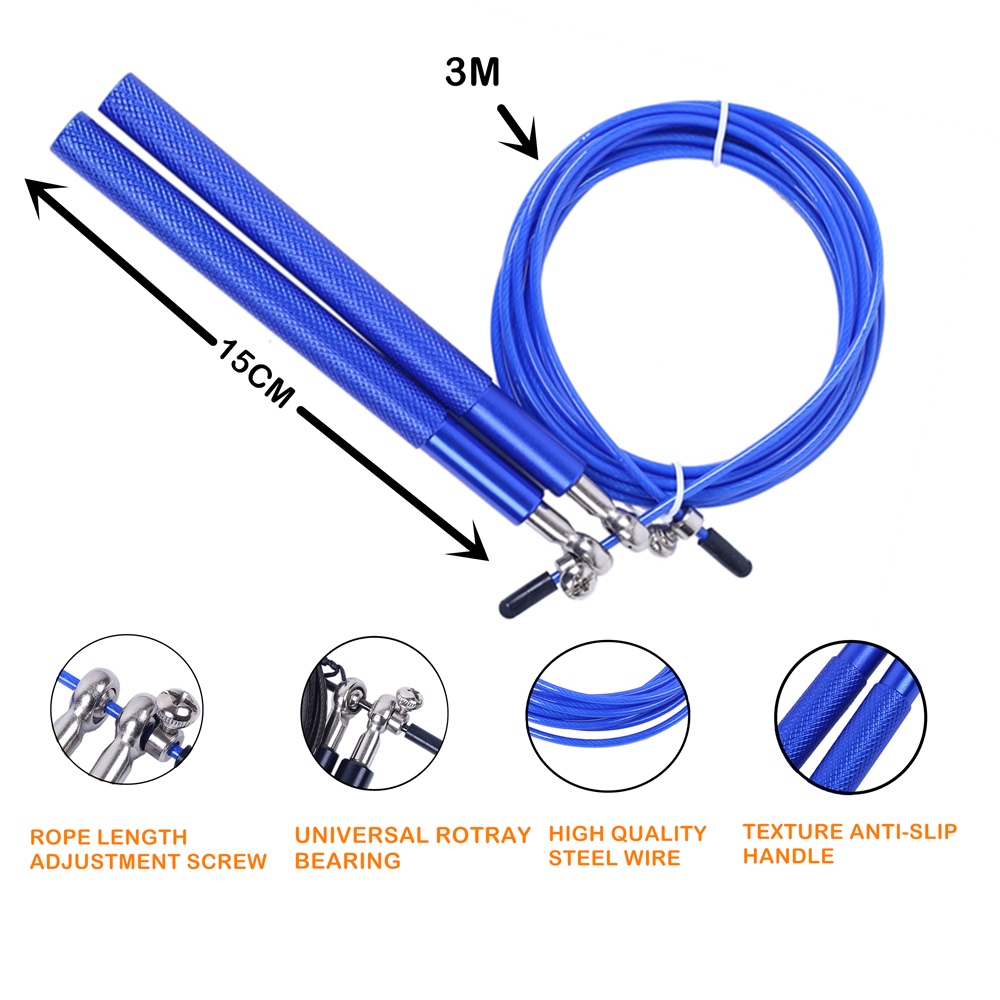 Premium Skipping Rope Lompat Tali Speed Rope crossfit 3 meter with bearing