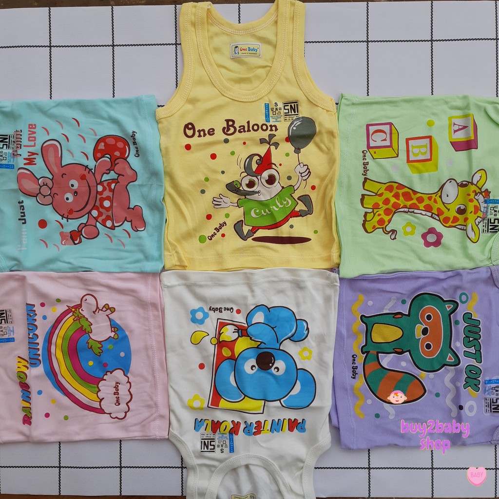 Singlet bayi One Baby warna motif sablon size S,M,L 1 PCS