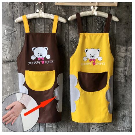 Celemek Masak Motif BEAR Premium Quality - Lap Tangan Waterproof APRON Anti Air Minyak