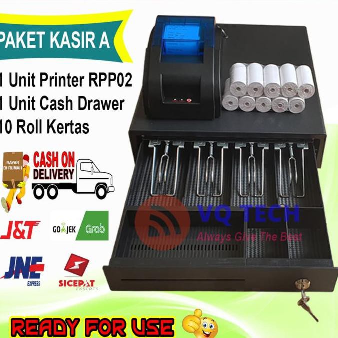 

Paket Kasir A Cash Drawer + Printer RPP02 + Kertas Struk 58mm