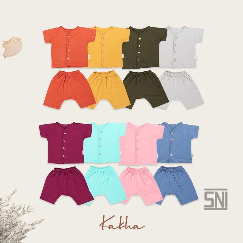 (Reseller Resmi Kakha) Setelan Baju Bayi Laki-laki/ Setelan Baju Bayi Perempuan/ Button Set Pendek