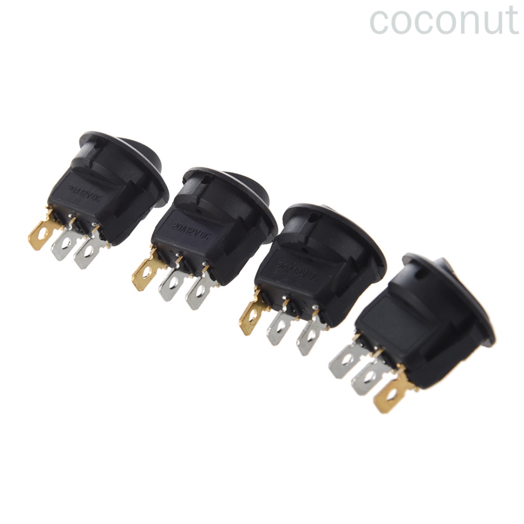 (Coco) 4pcs / Tas Saklar Rocker Switch On / Off 12v Bentuk Bulat 2 Pin Dengan Lampu Led Untuk Mobil / Perahu