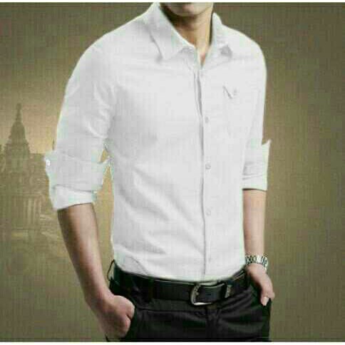 Miller Kemeja Pria Polos  Panjang Slim Fit White Putih  