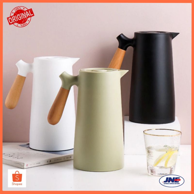 [COD]Teko air panas 1 Liter  termos pitcher thermal termos panas ukuran besar termos gagang kayu