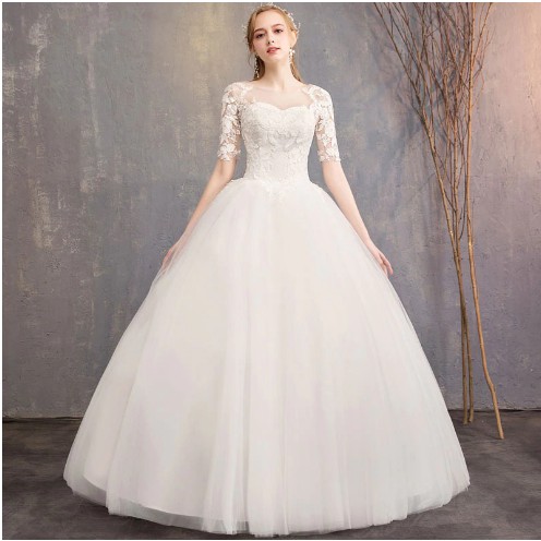 Gaun pengantin istimewa Slim fit renda