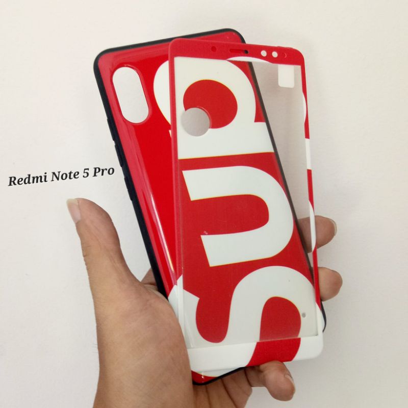 360 Case Redmi Note 5 Pro + Tempered Glass Motif anti baret