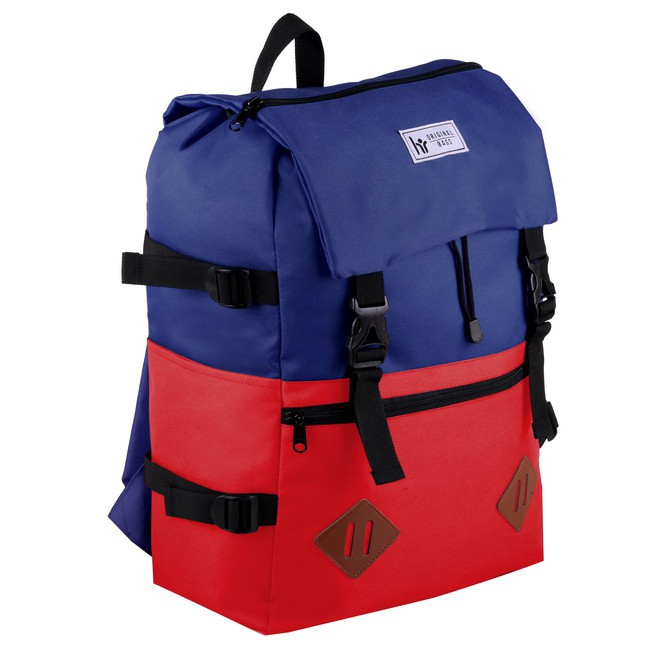 Tas Ransel Cowok / Tas Kuliah / Tas Distro / HR Bag [NAVY + RED]