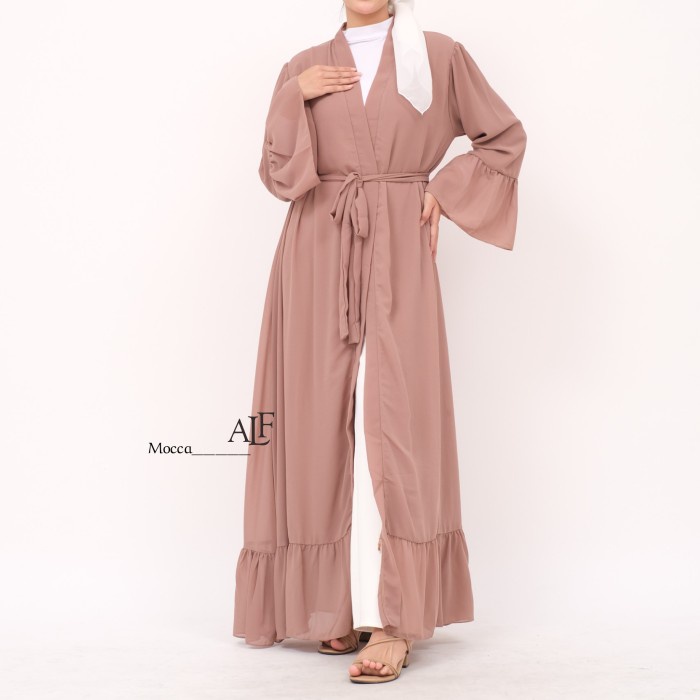 Raneea Abaya by Alfaina / Long Outer Cardi Susun Ceruty Wanita