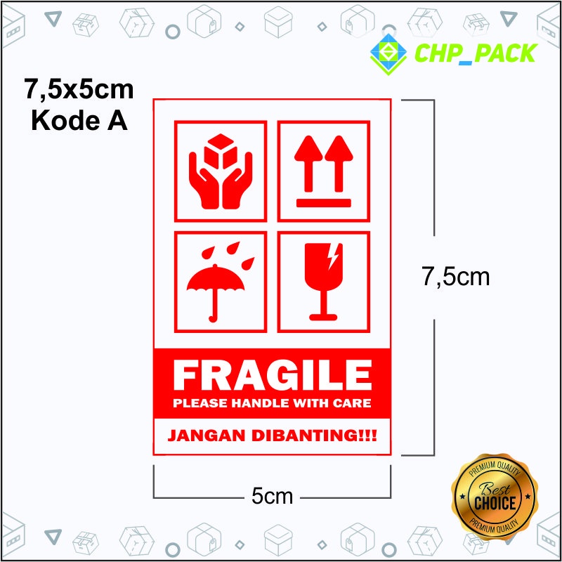 

Stiker Fragile Uk. 7,5x5cm, Stiker Label Pengaman, Stiker Label Hampers