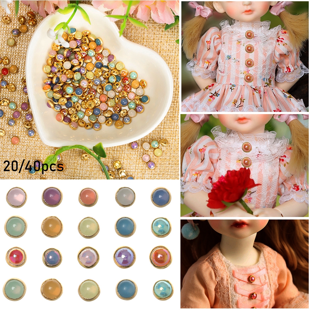 20 / 40Pcs Kancing Mutiara Mini Buatan Tangan untuk Aksesoris Rumah Boneka
