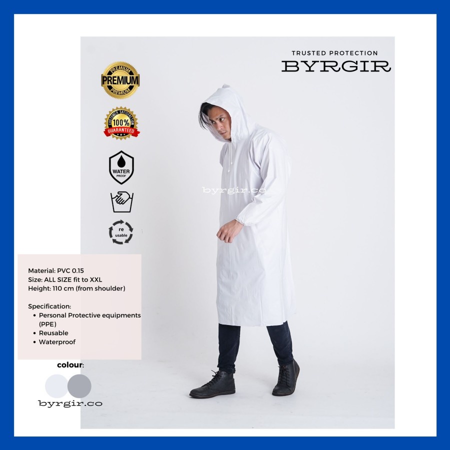 BYRGIR Surgical Gown Jas Bedah Jubah Gaun Operasi Putih Lengan Panjang