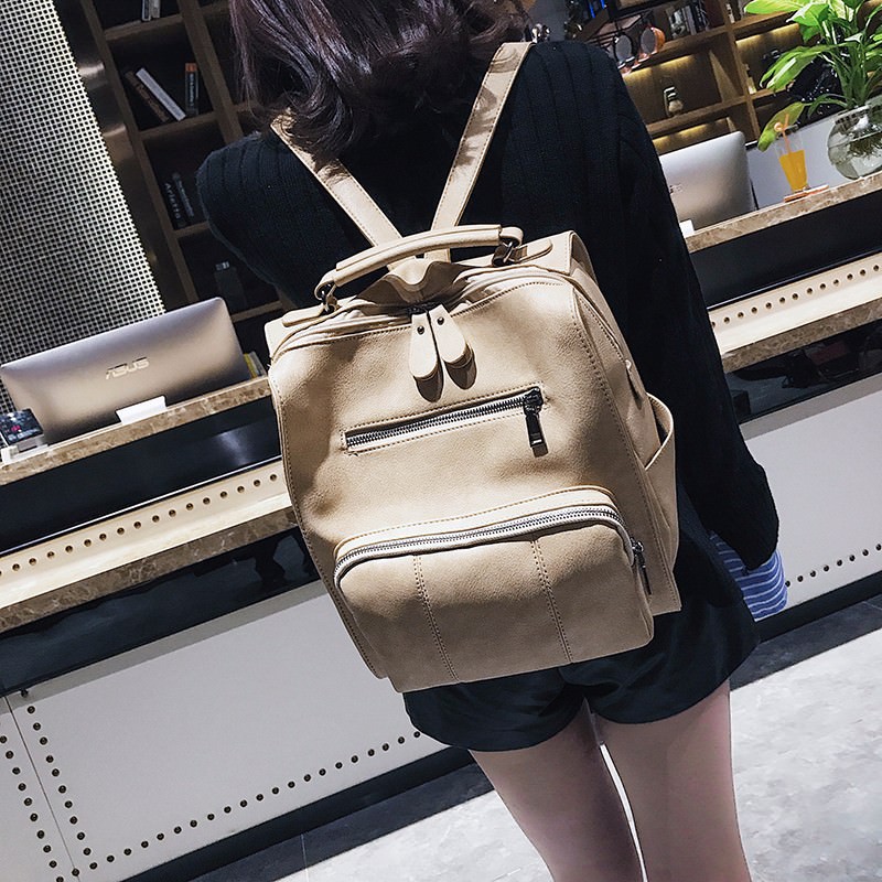 tas backpack ransel wanita fashion casual kuliah besar coklat file bag