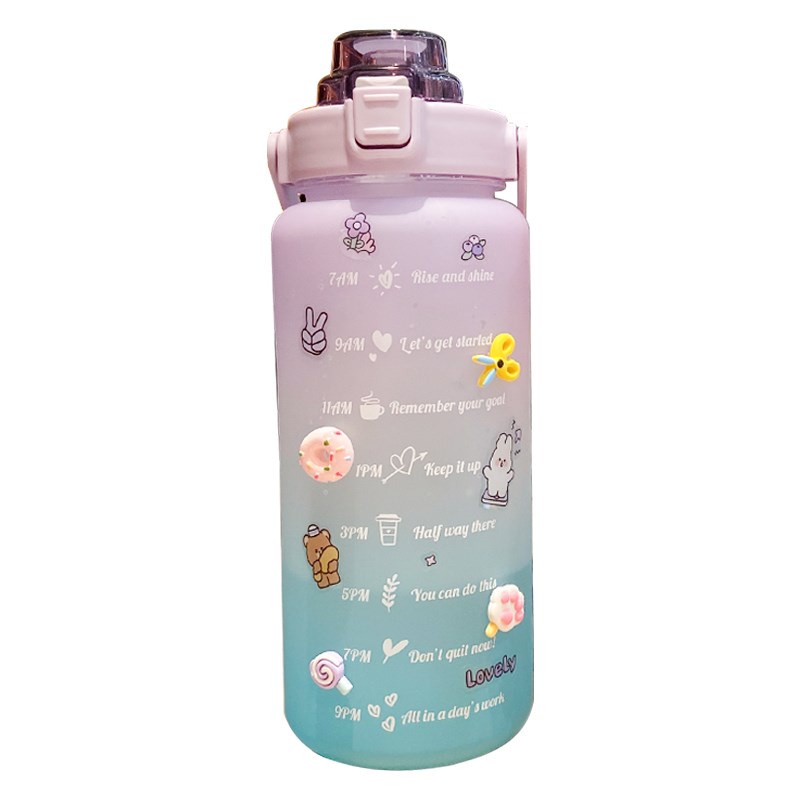 COD Botol Minum Jumbo 2 Liter Viral Motivational Water Bottle Motivasi 2000ml P09-8