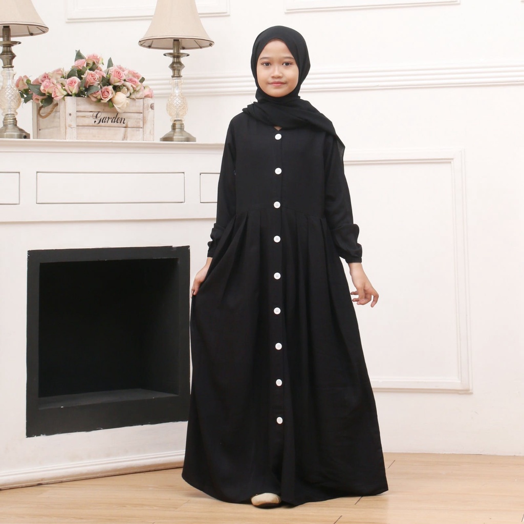 GAMIS ANAK PEREMPUAN RAYON POLOS TERBARU FULL KANCING USIA 8-11 TAHUN