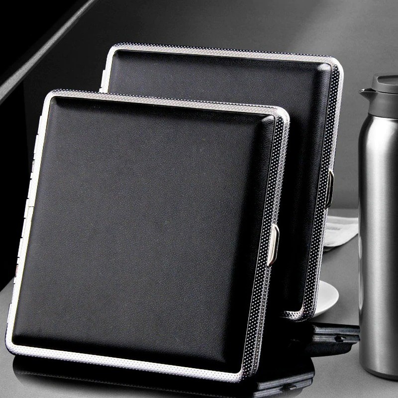 Kotak Bungkus Rokok/Kotak kartu Elegan Leather Cigarette Case Elegan Wadah Keren Elegan Metal Cigarette Case