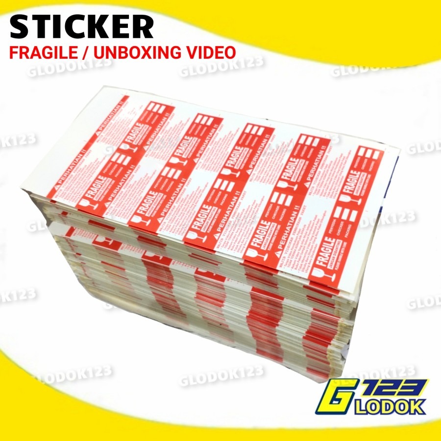 Stiker Label Video Unboxing Sticker Fragile Pecah Belah