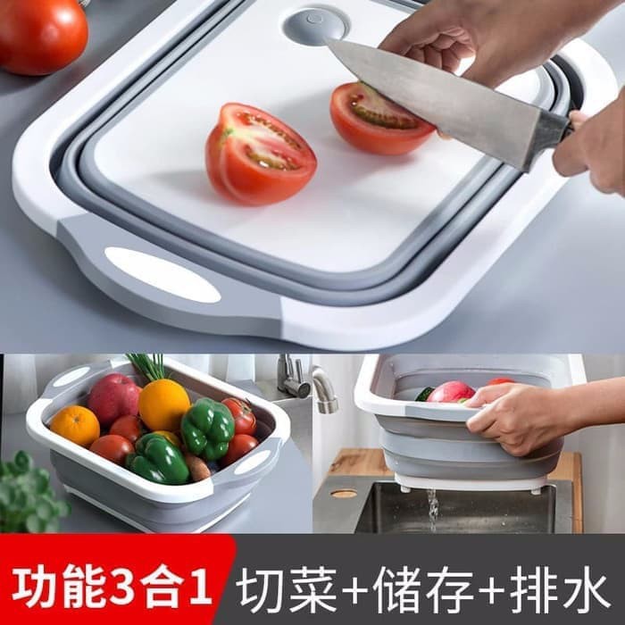 Talenan Wadah Cuci buah sayuran Foldable Chopping Board