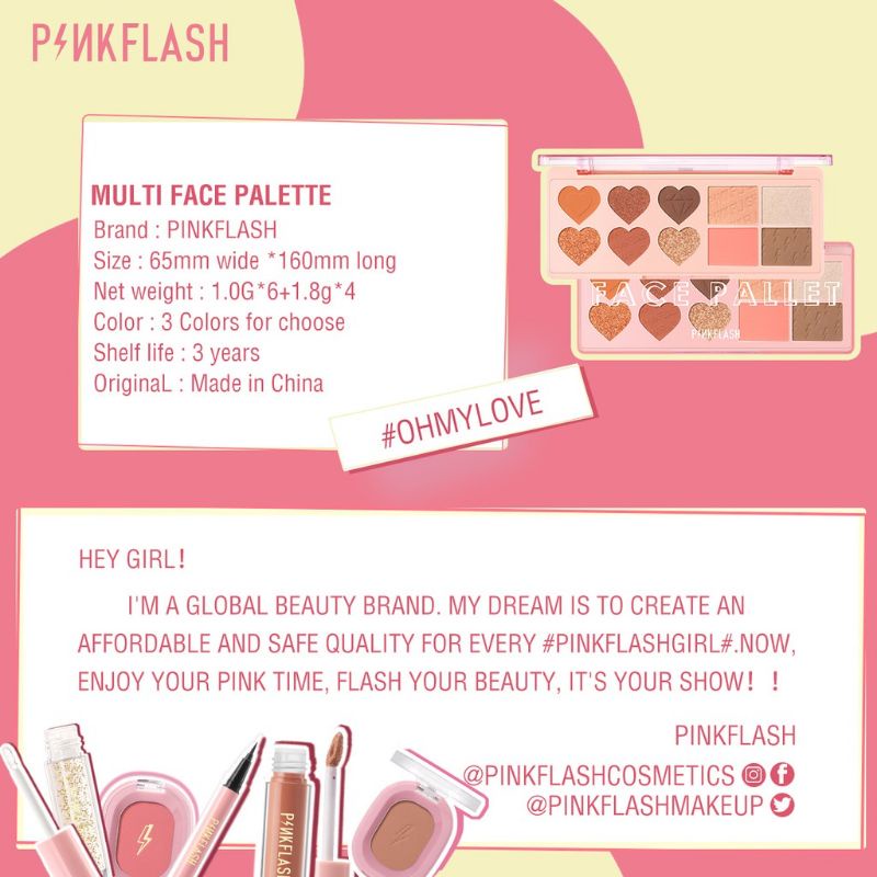 Pinkflash Multiple Face Palette / Zero Waste Eyeshadow Blush Highlighter Contour Set