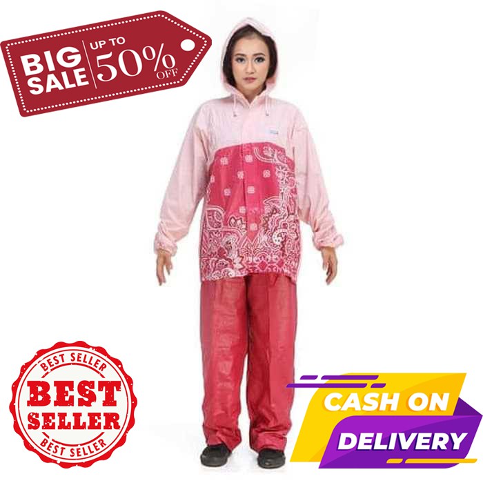 (MC-07) Jas Hujan Motif Batik Wanita CL 02/ Jas Hujan Motif Batik PVC / Jas Hujan Unik