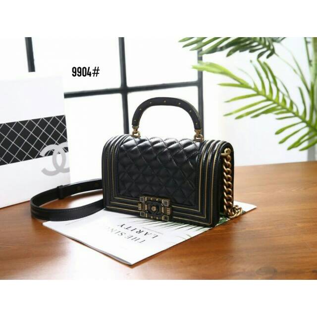 CHANEL MINI BOY STUDDED HANDLE BAG