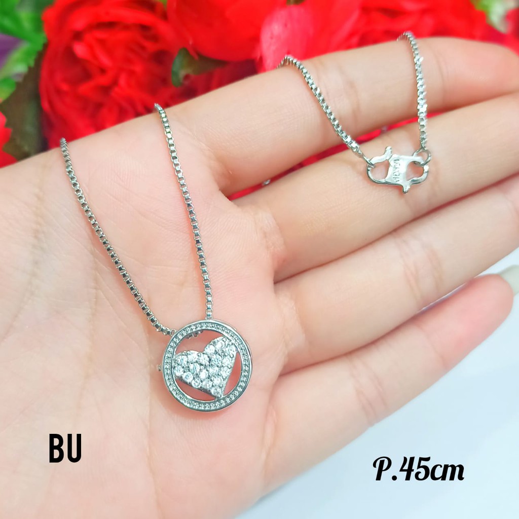 Kalung Dewasa motif Love permata zircon Emas korea tidak karat COD