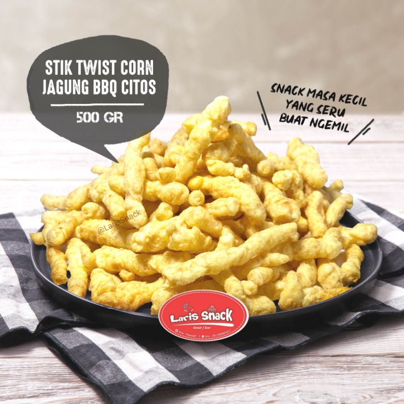 

Stik Twis Corn Rasa Jagung BBQ Citos Gurih Renyah Snack Kiloan