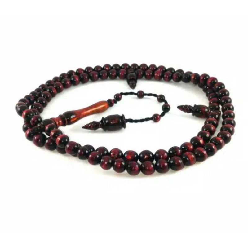 TASBIH AKAR BAHAR TALI ARUS MERAH/TASBIH MUSLIM 99BUTIR/Tasbih tali arus asli