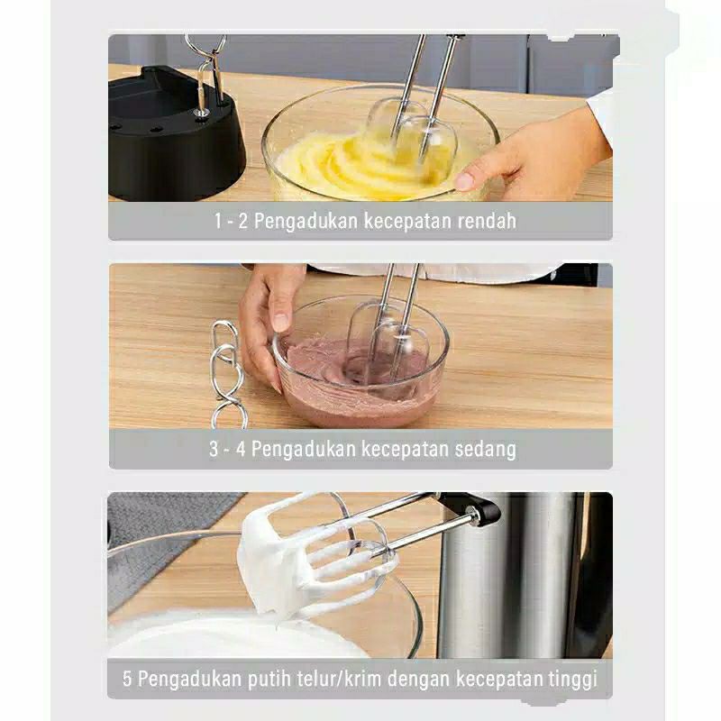 hand mixer stainless HMX02 alat pengaduk adonan mixer beater elektrik alat buat kue