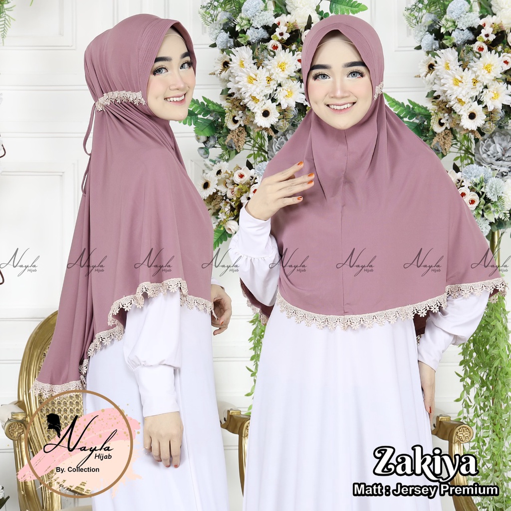 Jilbab Instan Jumbo Serut Zakiya Renda Import Kerudung Instan Jersey Super Premium Nayla Hija'b