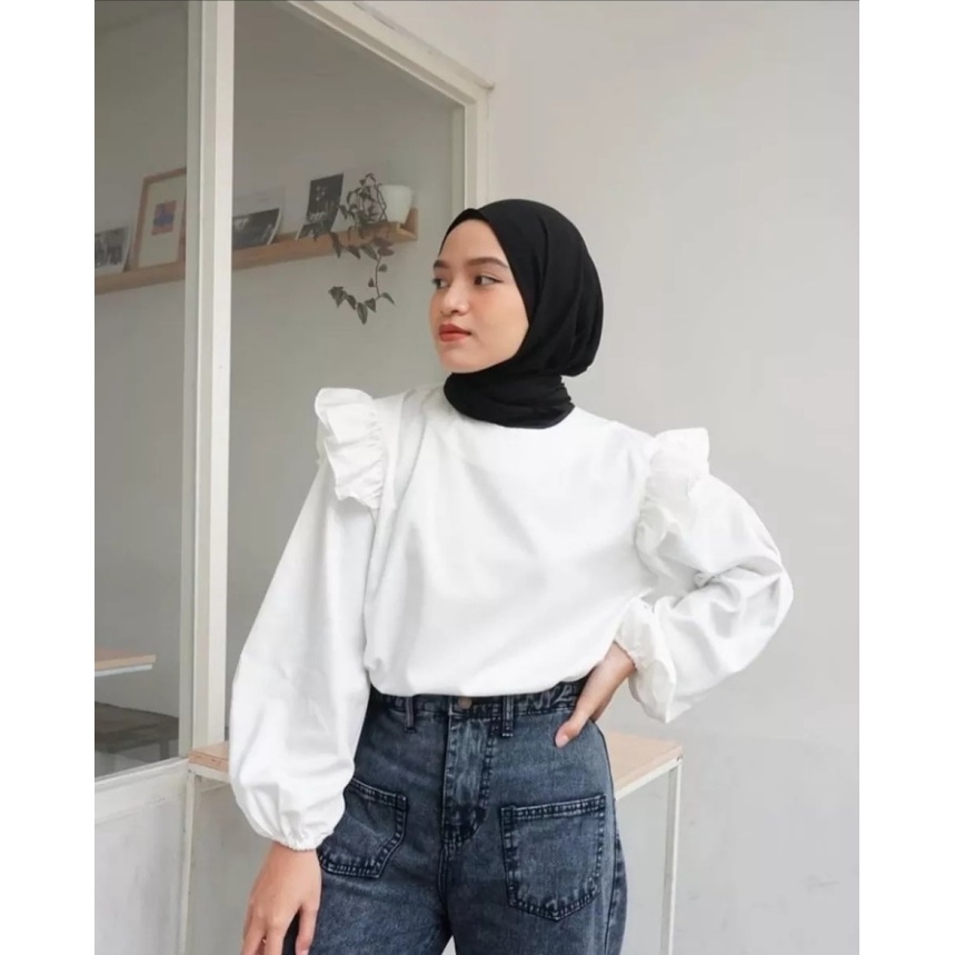 Hasby blouse Atasan wanita terbaru  Iner polos bahan crinkle