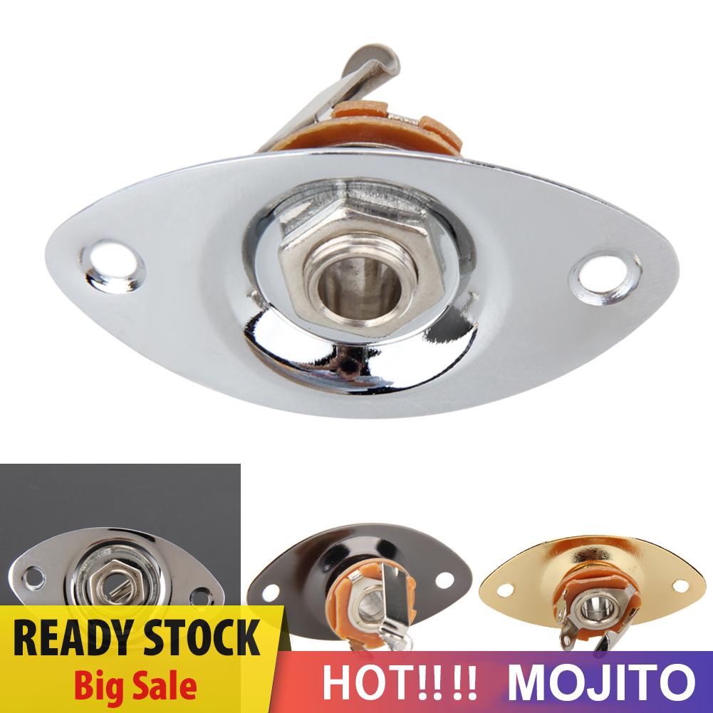 Soket Jack Input Output 1 / 4 Dengan Plat Oval Untuk Gitar Bass Elektrik