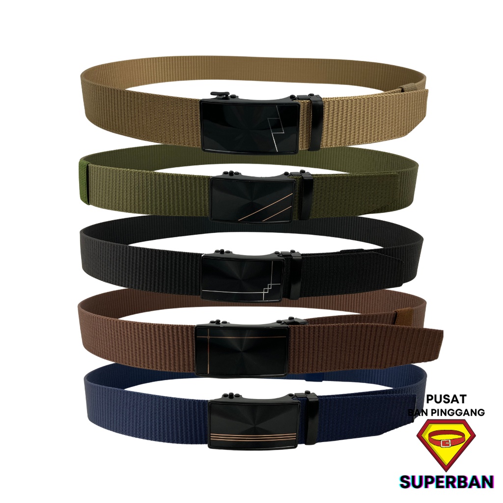 IKAT PINGGANG PRIA TACTICAL AUTOMATIC BUCKLE MODERN REL CANVAS NYLON CASUAL BC-0002 - SUPERBAN