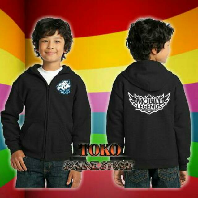 JAKET ZIPPER HOODIE SWEATER ANAK EVOS ESPORTS+MOBILE LEGENDS